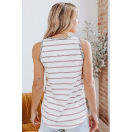Striped Henley Ribbed Tank
