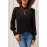 Black Lace Splicing Mock Neck Blouse